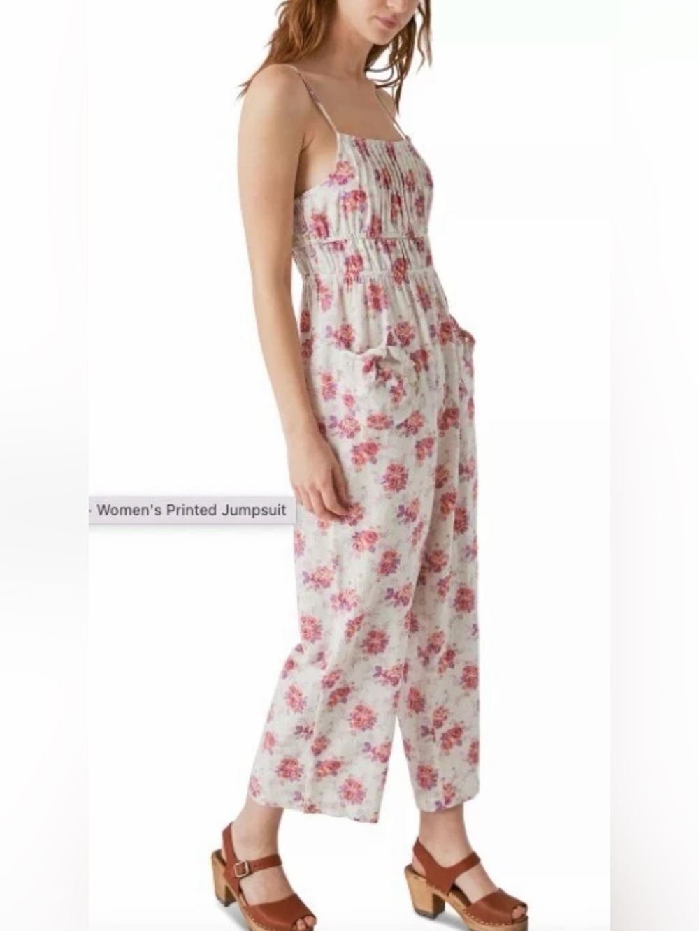 Laura Ashley x Lucky Brand Floral Jumpsuit Women’s Size L Cotton Linen Blend NWT